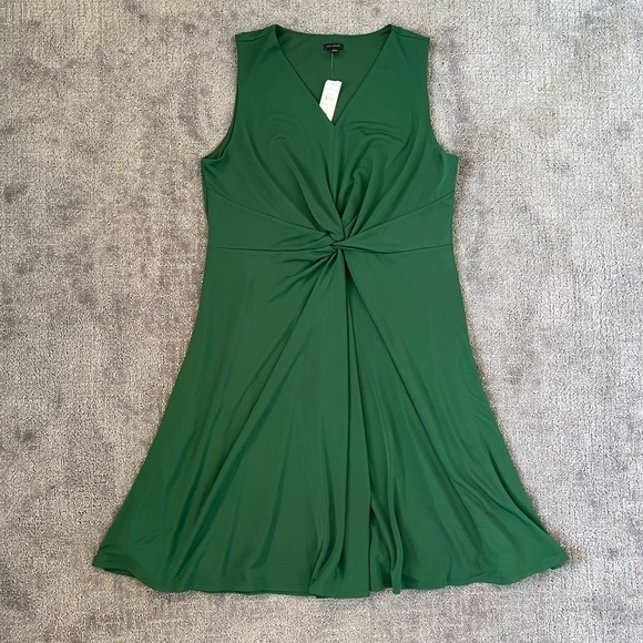 Ann Taylor Matte Jersey Knot Front MIDI Dress - Picture 2 of 6